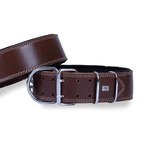 Doggie Konfor Çift Kat Deri El Yapımı Köpek Boyun Tasması 6x60-70 cm Kahverengi