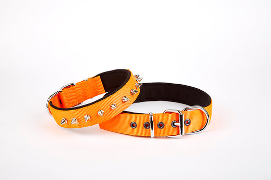 Doggie Çivi Desenli Köpek Tasması 2,5*60 cm Turuncu