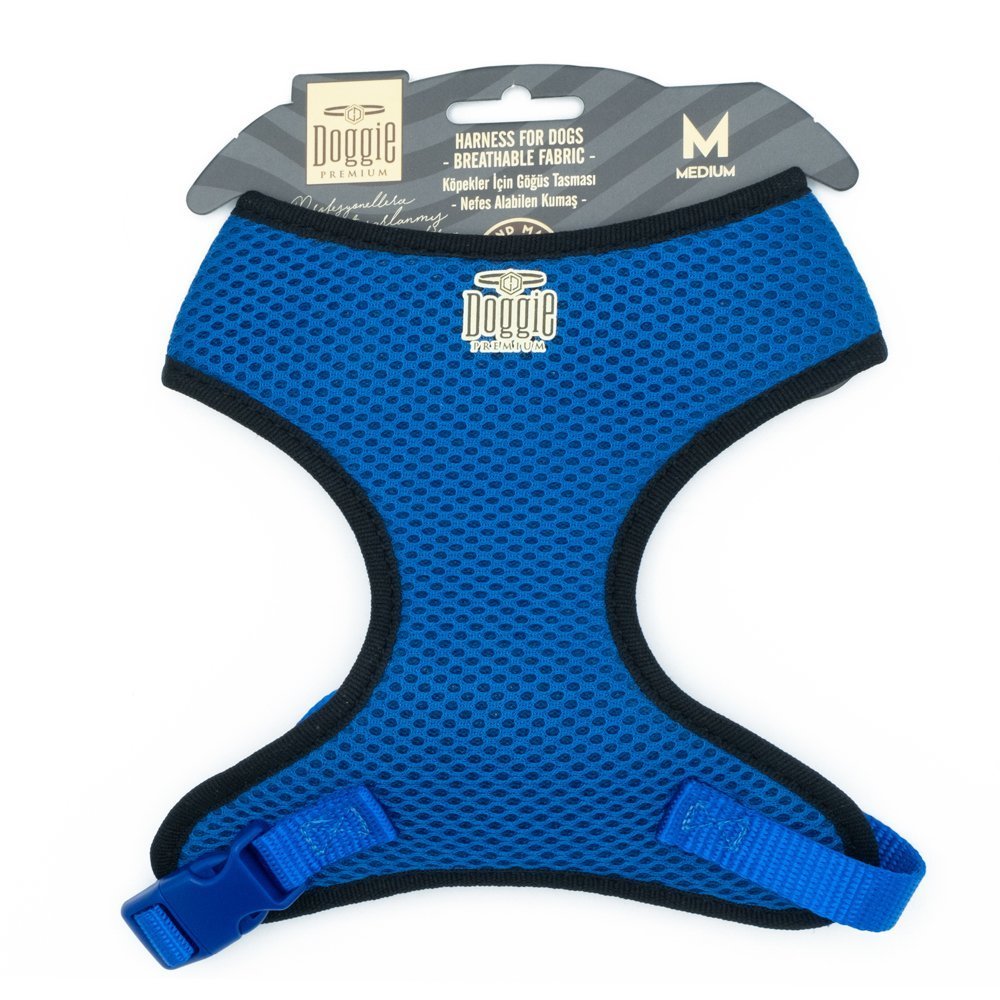 Doggie Havalı Dokumadan Küçük Irk Köpek Göğüs Tasması 2 x 50-60 cm Mavi
