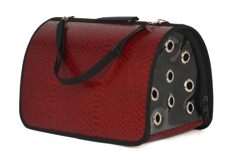 Flipper Kedi Köpek Deri Taşıma Çantası 25x26x42 cm Kırmızı