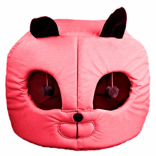 Markapet Kedi Kafası Şekilli Kedi Yatağı 45 cm Koyu Pembe