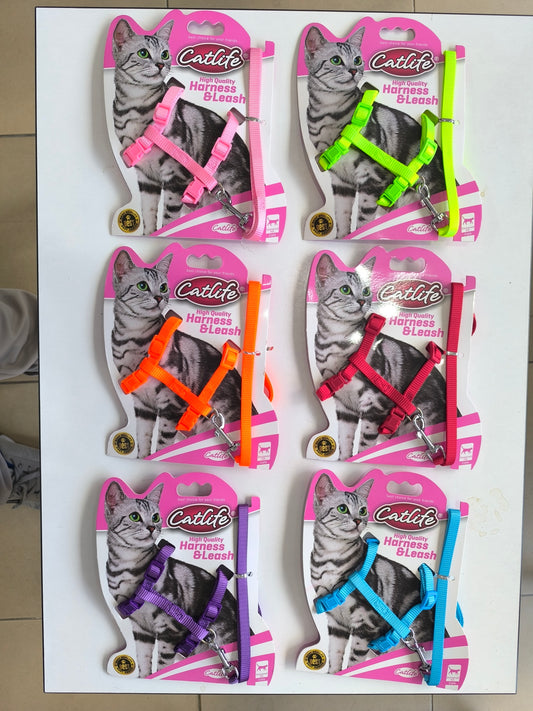 Catlife Kedi Göğüs Bel Tasması + Gezdirme İpi