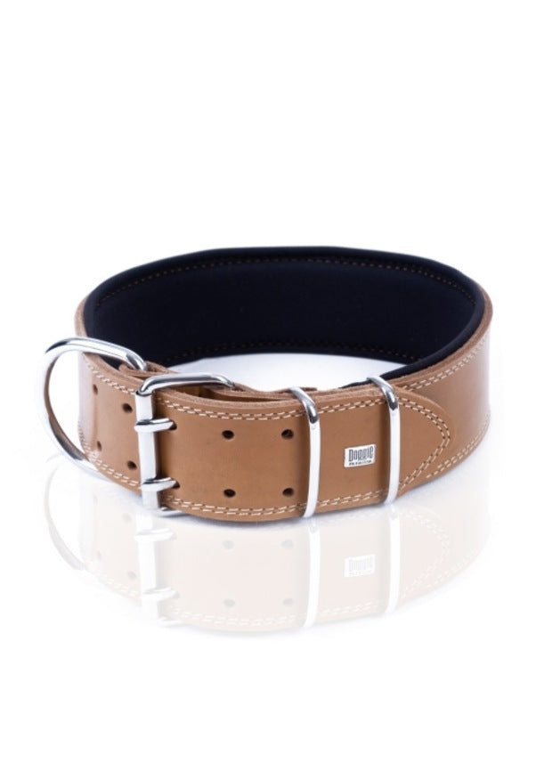 Doggie Konfor Deri El Yapımı Köpek Boyun Tasması 6x55-65 cm Kamel