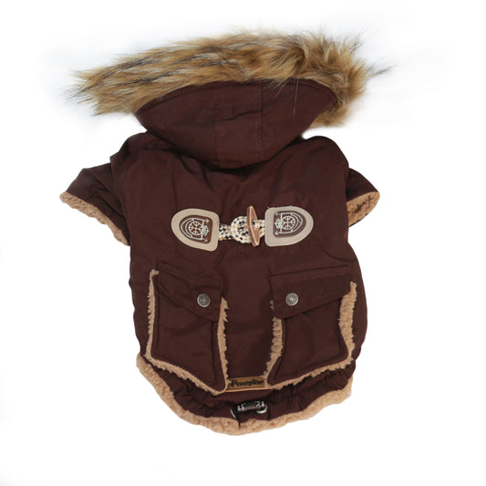 Antler Buttoned Coat Küçük Irklar İçin Kapşonlu Köpek Montu Large