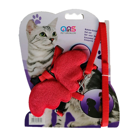Atlantik Kanatlı Melek Kedi Göğüs Bel Tasması 20*32 cm Kırmızı