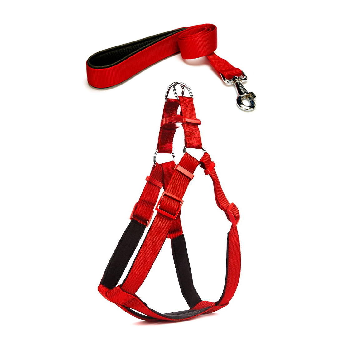 Köpek Göğüs Tasma Seti 40-60 cm Kırmızı+ Gezdirme Kayışı