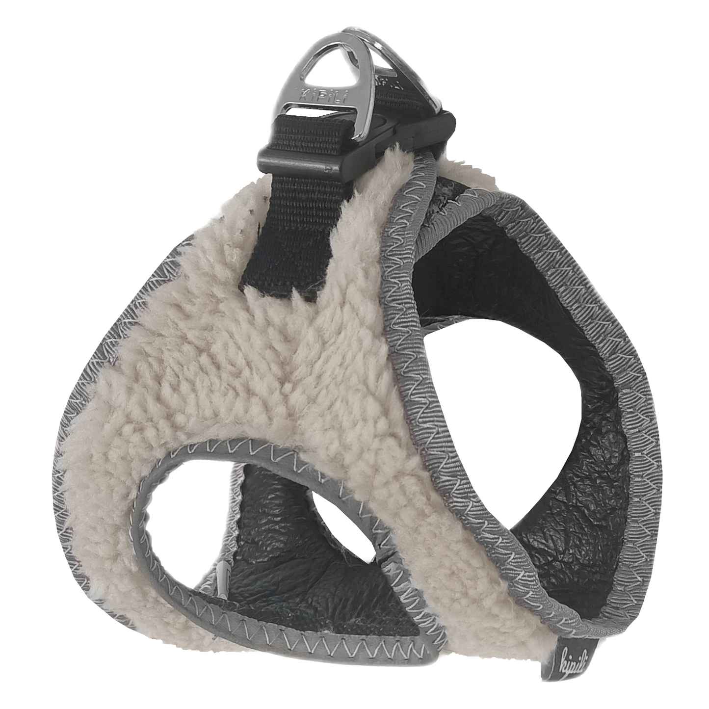 Üç Kilitli Kürklü Kedi Köpek Göğüs Tasması 28-34 cm X-Small Krem
