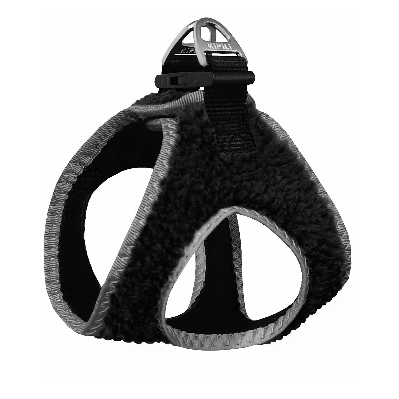 Üç Kilitli Kürklü Kedi Köpek Göğüs Tasması 30-38 cm Small Siyah