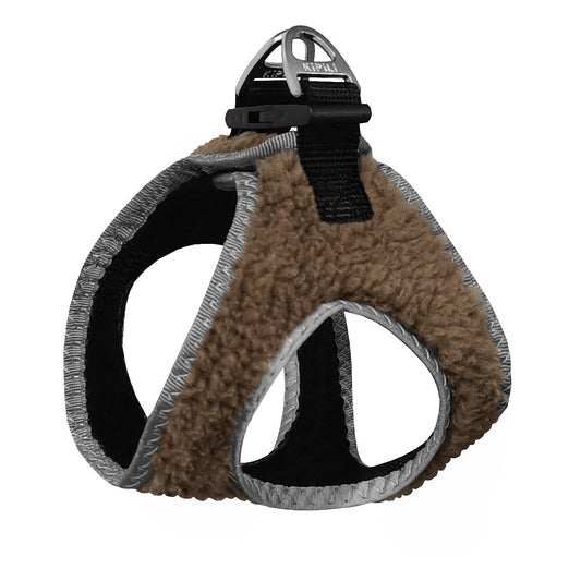 Üç Kilitli Kürklü Kedi Köpek Göğüs Tasması 32-40 cm Medium Taba