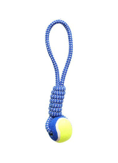 Markapet İpli Dental Köpek Oyun ve Eğitici Topu 6 cm - 35 cm Mavi