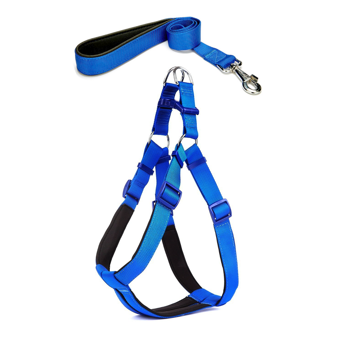Köpek Göğüs Tasma Seti 50-70 cm Mavi + Gezdirme Kayışı