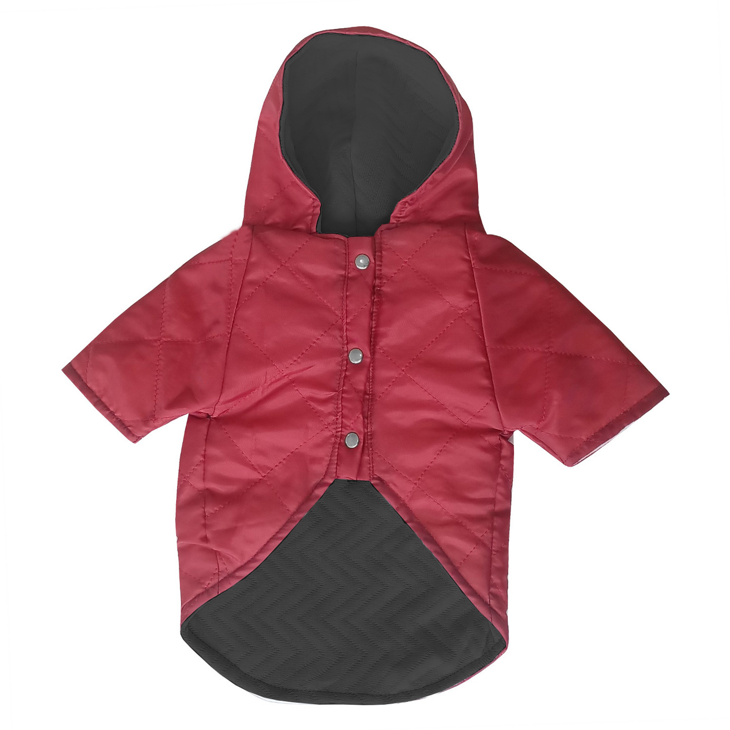 Kapşonlu Ve Astarlı Köpek Montu X Large 35-48 cm Kırmızı Siyah