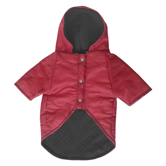 Kapşonlu Ve Astarlı Köpek Montu X Large 35-48 cm Kırmızı Siyah