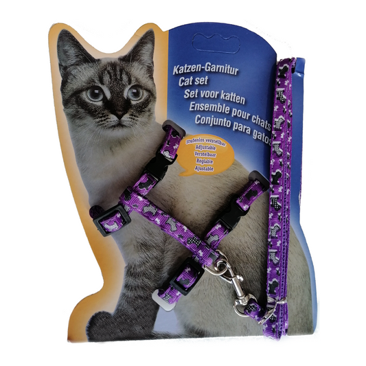 Atlantik Desenli Kedi Göğüs Bel Tasması 20*32 cm Mor