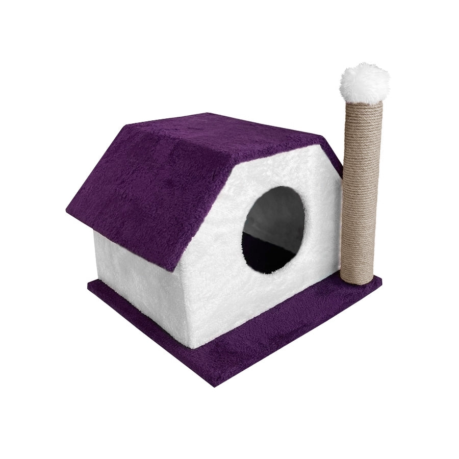 Markapet Tırmalamalı Kedi Klubesi 33 x 40 x 45 cm Mor-Beyaz