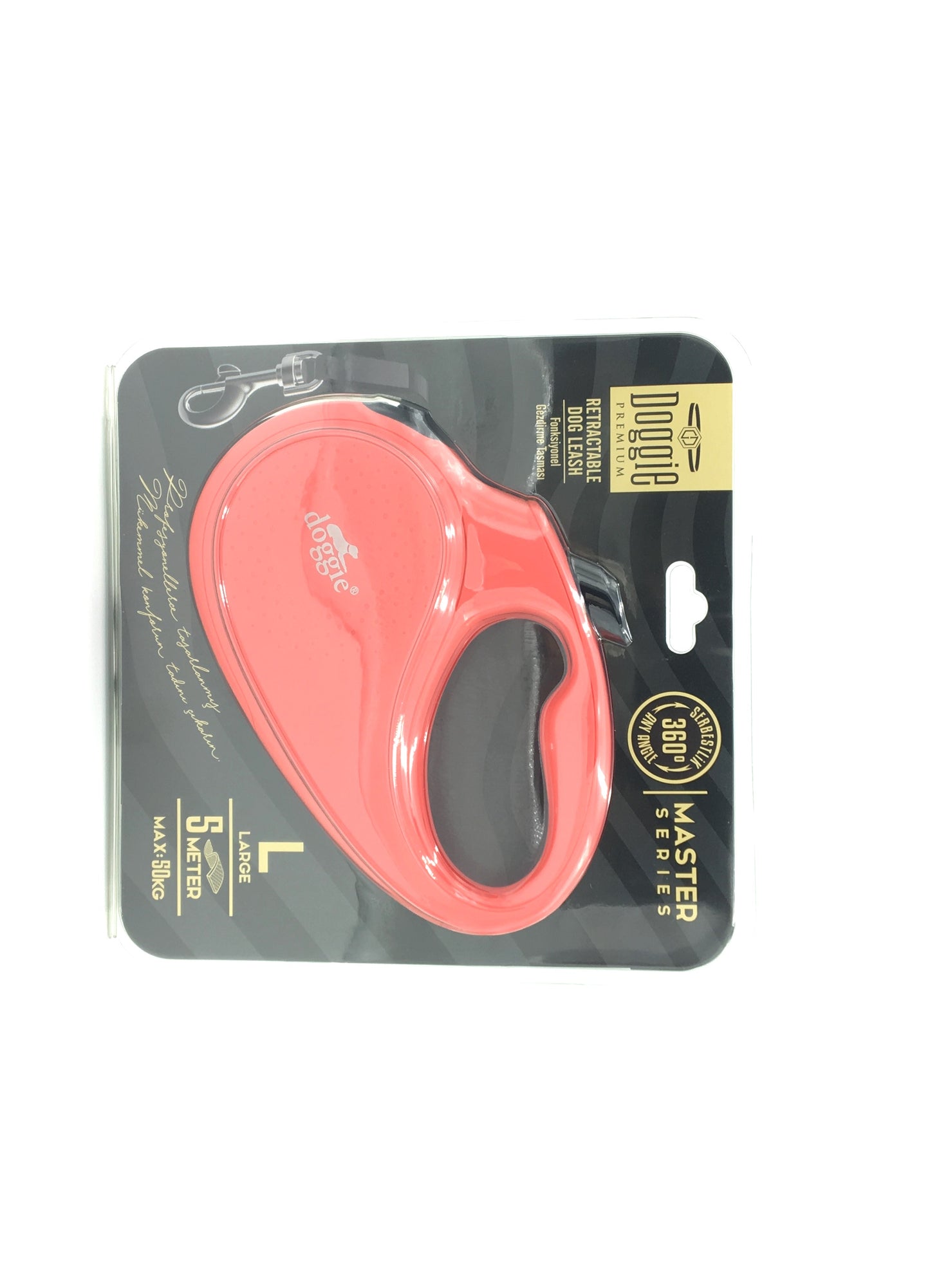 Doggie Master Seri Otomatik Makaralı Köpek Gezdirme 25 kg / 5 M Pembe
