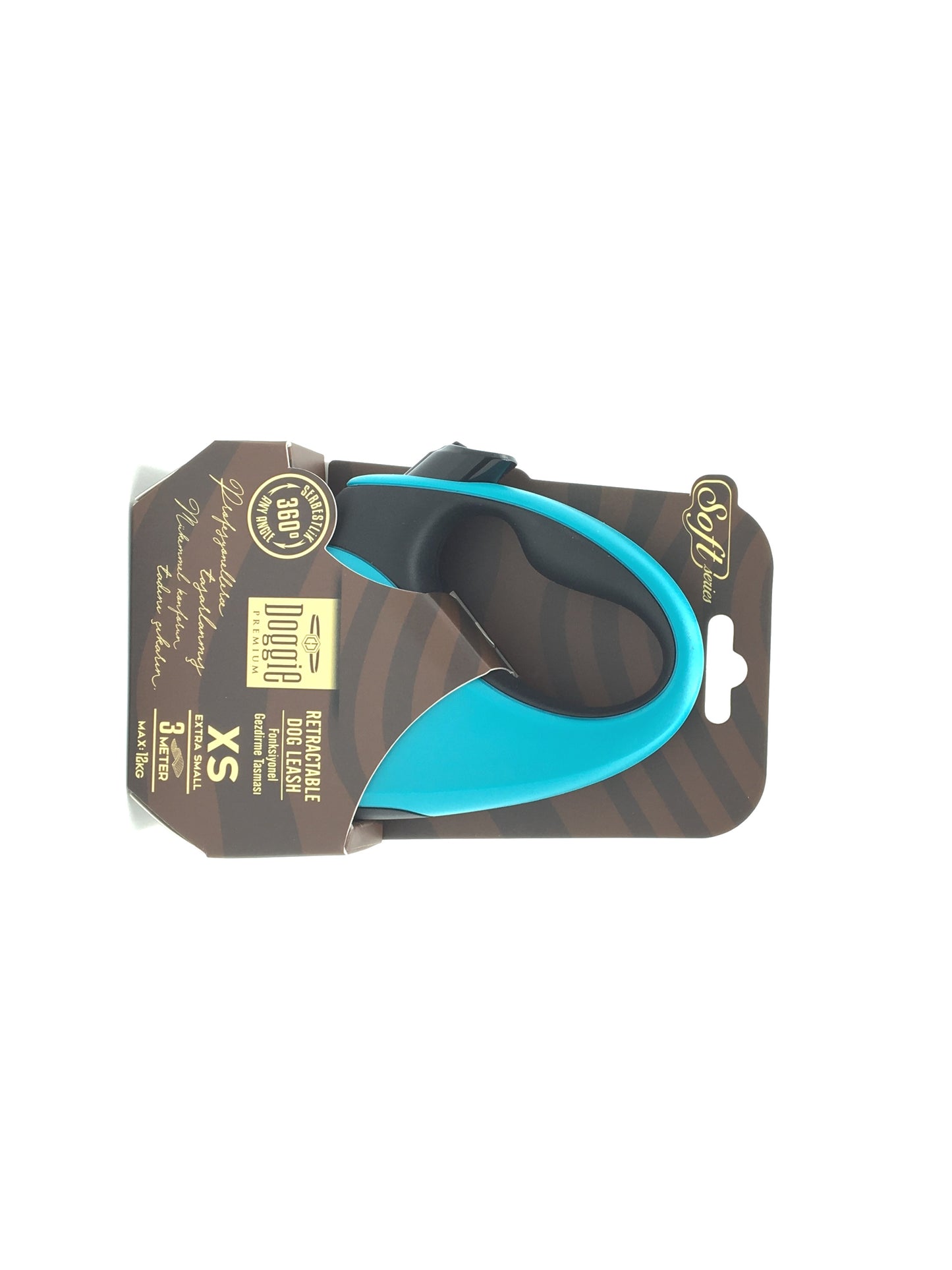 Doggie Soft Seri Otomatik Makaralı Gezdirme Tasması 12 kg / 3 M Turkuaz