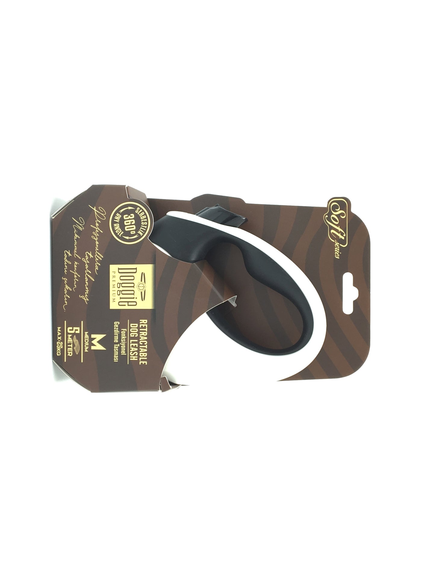 Doggie Soft Seri Otomatik Makaralı Gezdirme Tasması 25 kg / 5 M Siyah