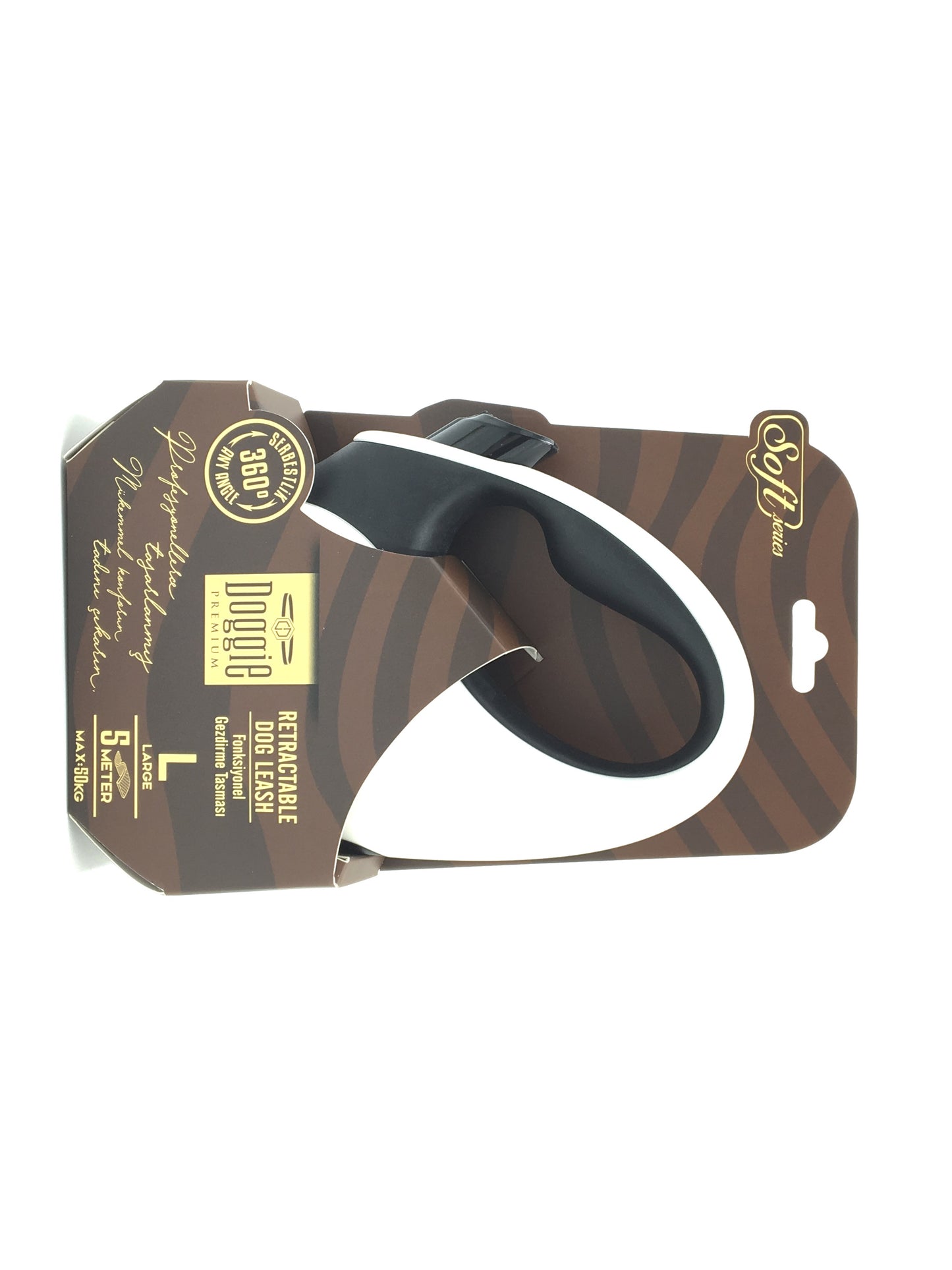 Doggie Soft Seri Otomatik Makaralı Gezdirme Tasması 50 kg / 5 M Siyah
