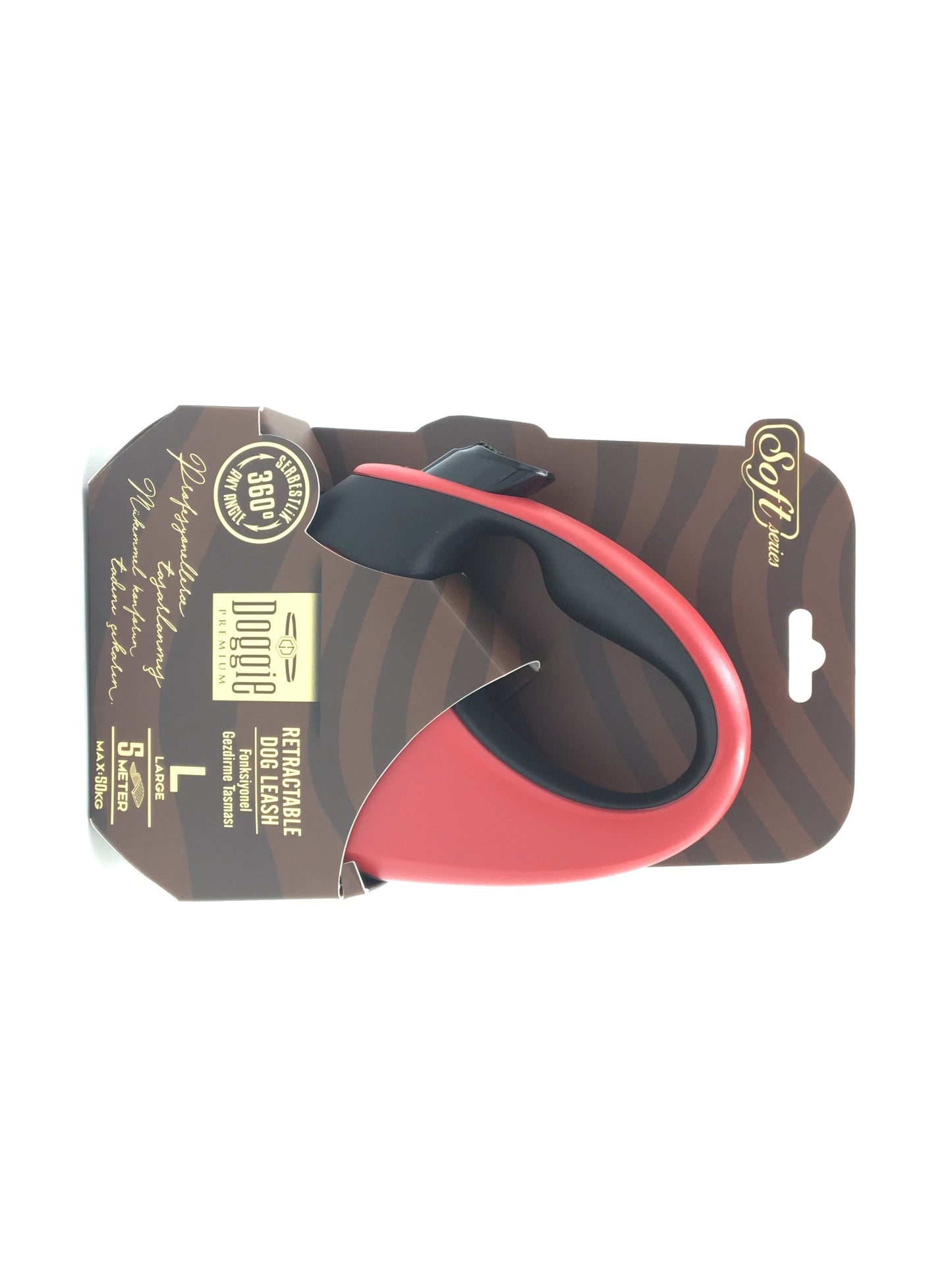 Doggie Soft Seri Otomatik Makaralı Gezdirme Tasması 50 kg / 5 M Kırmızı