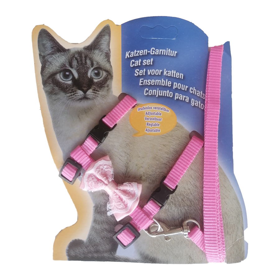 Atlantik Papyonlu Pembe Kedi Göğüs Bel Tasması 20*32 cm