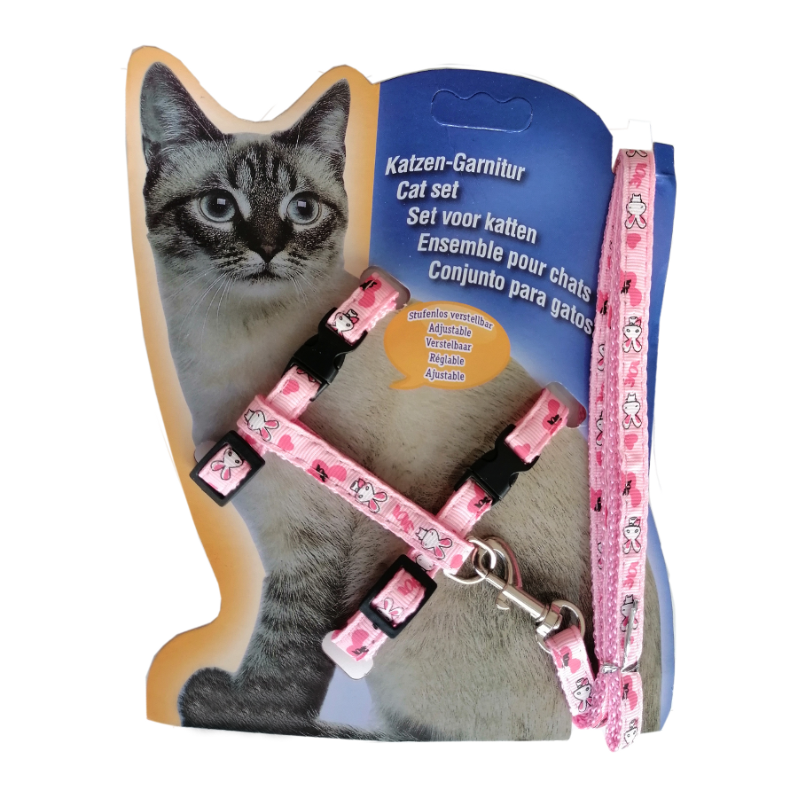 Atlantik Desenli Kedi Göğüs Bel Tasması 20*32 cm Pembe