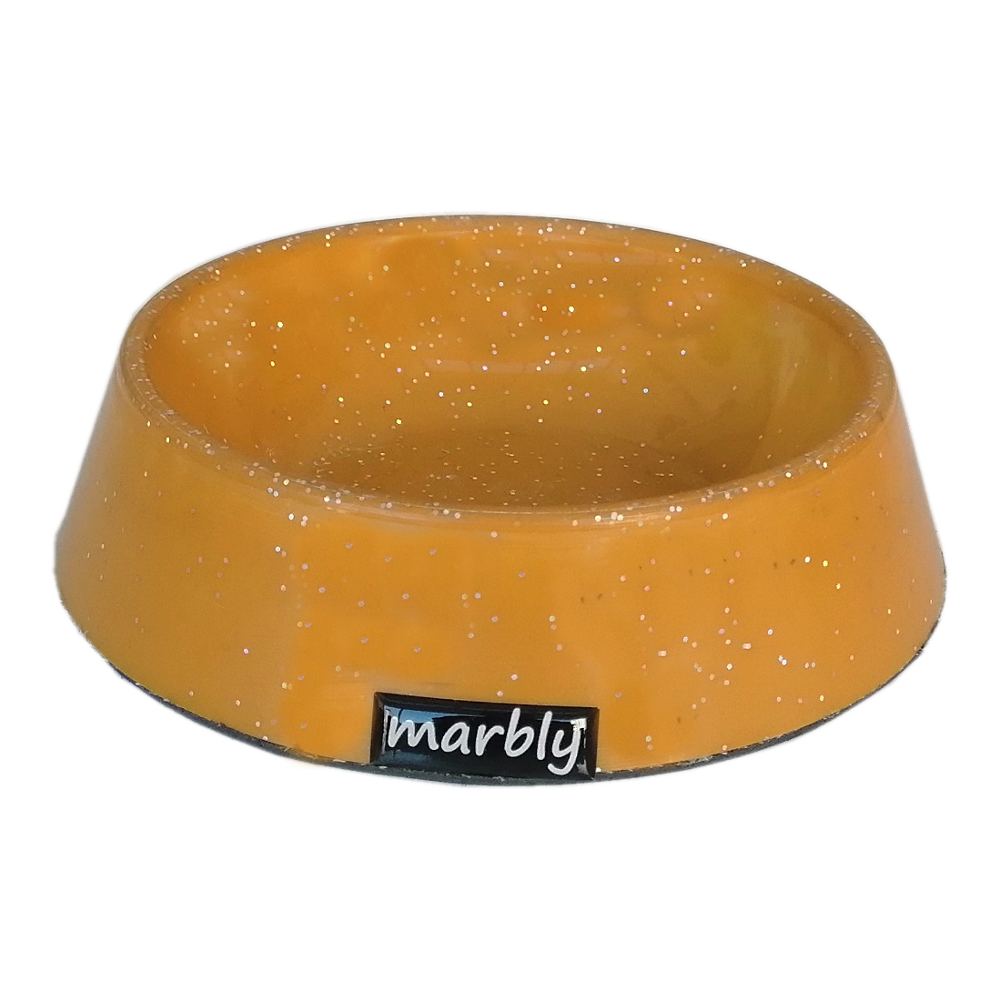 Marbly Sarı Galaxy Mermerit Kedi Köpek Mama Su Kabı 470 ml