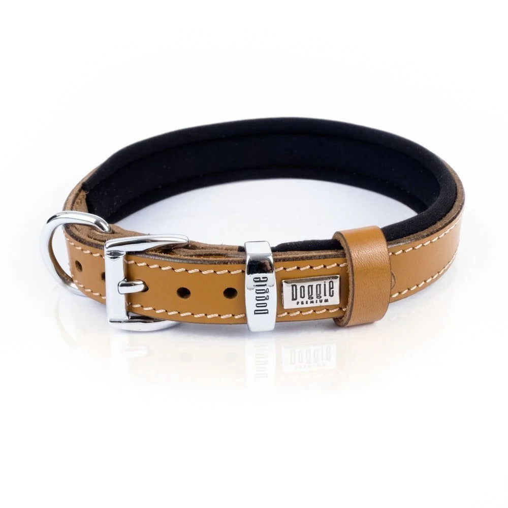 Doggie Konforlu Deri El Yapımı Çivili Köpek Boyun Tasması 2x35-40cm Kamel
