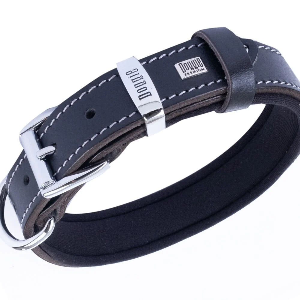 Doggie Konfor Deri El Yapımı Çivili Köpek Boyun Tasması 2,5x37-45cm Siyah