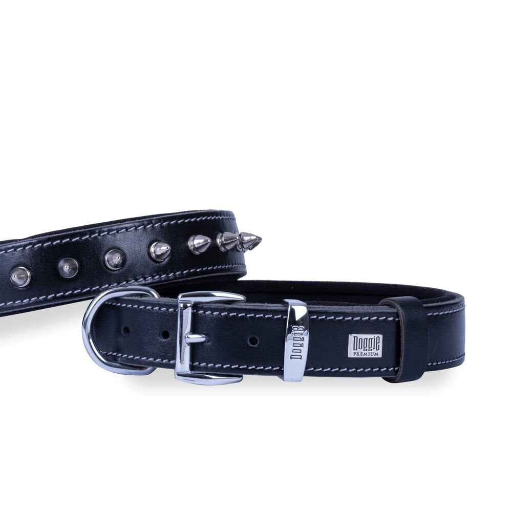 Doggie Konfor Deri El Yapımı Çivili Köpek Boyun Tasması 2,5x37-45cm Siyah