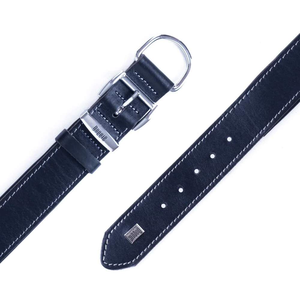 Doggie El Yapımı Konforlu Deri Köpek Tasması 4x57-65 cm Siyah