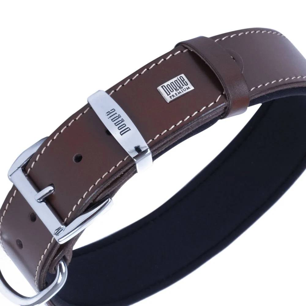Doggie El Yapımı Konforlu Deri Köpek Tasması 4x57-65 cm Kahverengi