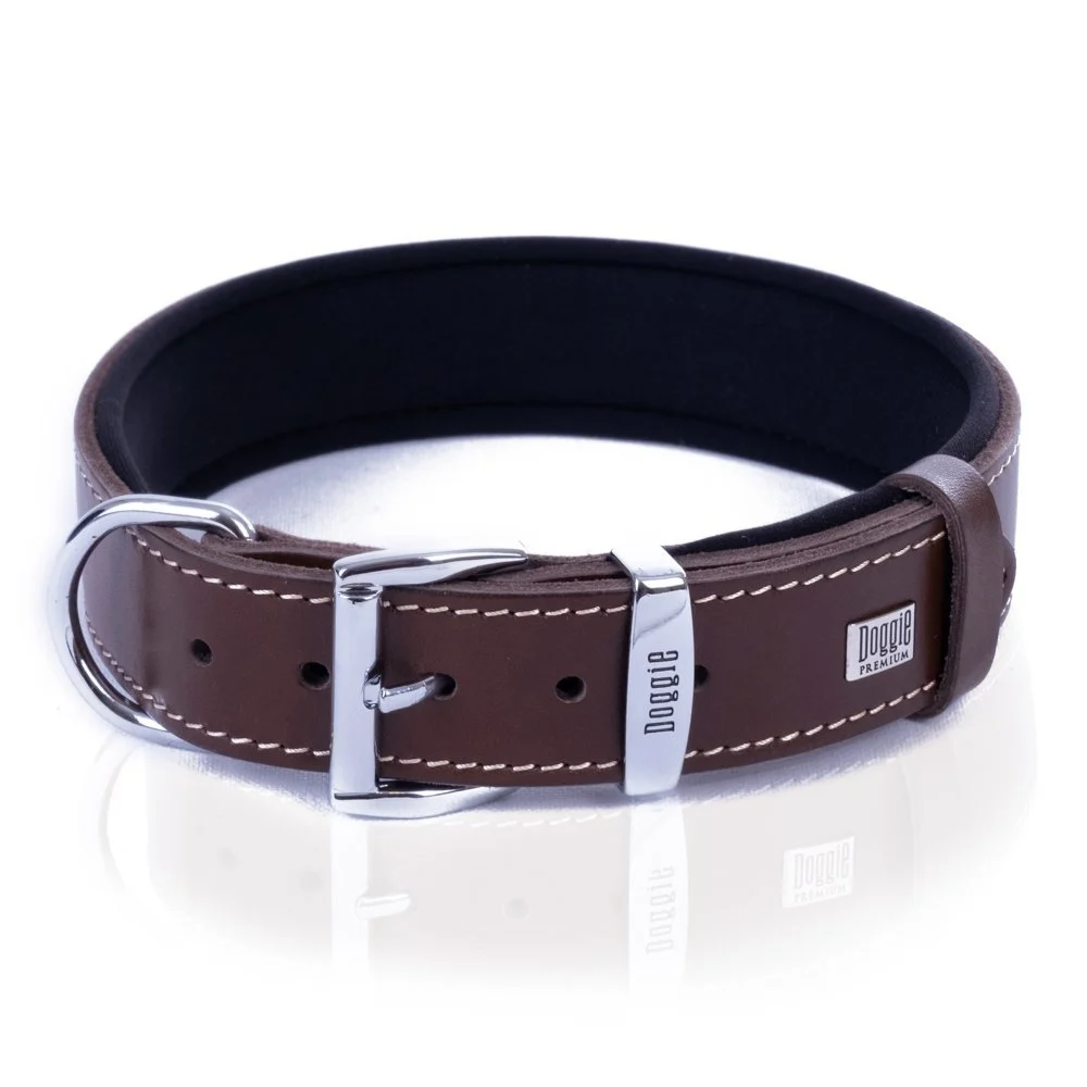 Doggie El Yapımı Konforlu Deri Köpek Tasması 4x52-60 cm Kahverengi