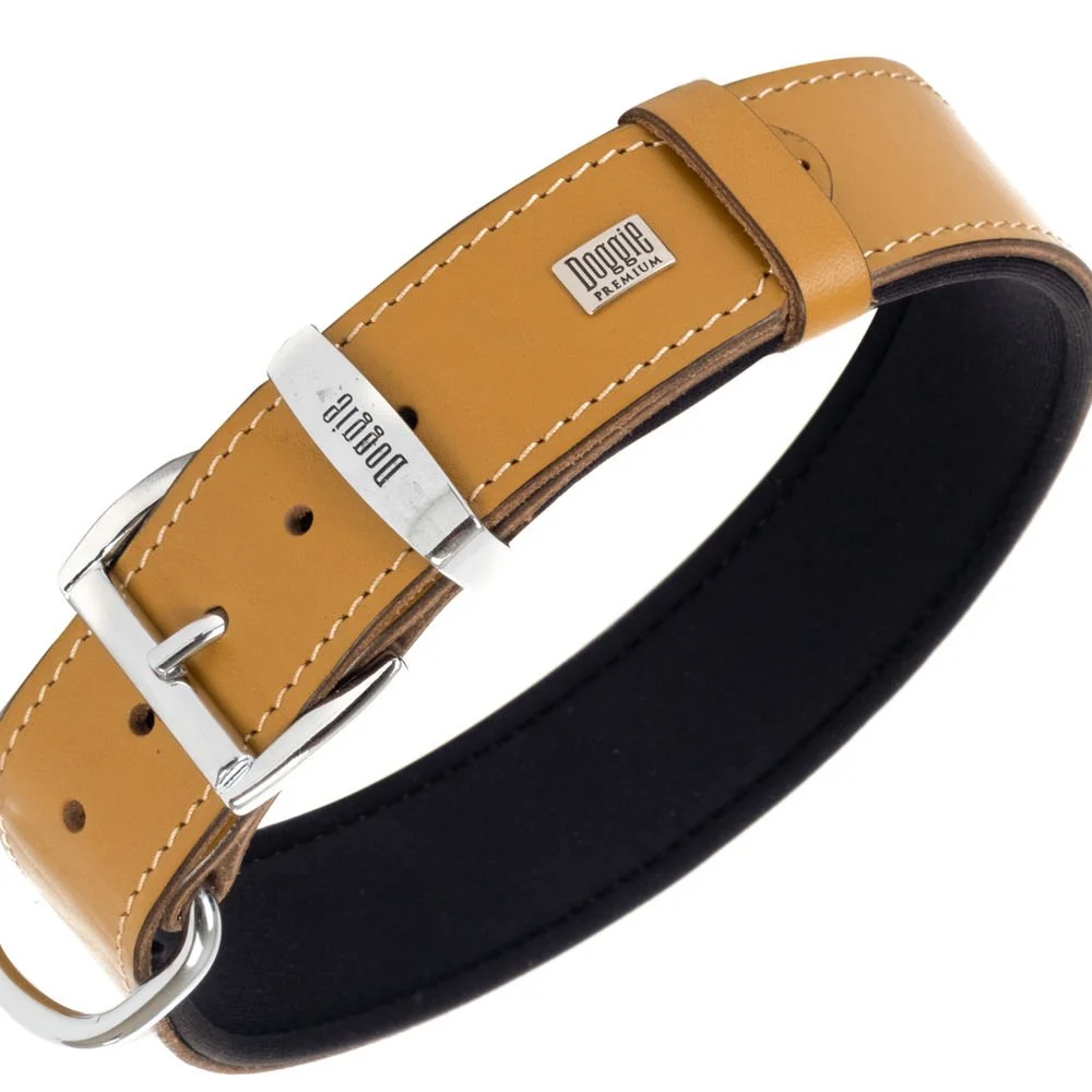 Doggie El Yapımı Konforlu Deri Köpek Tasması 4x47-55 cm Kamel