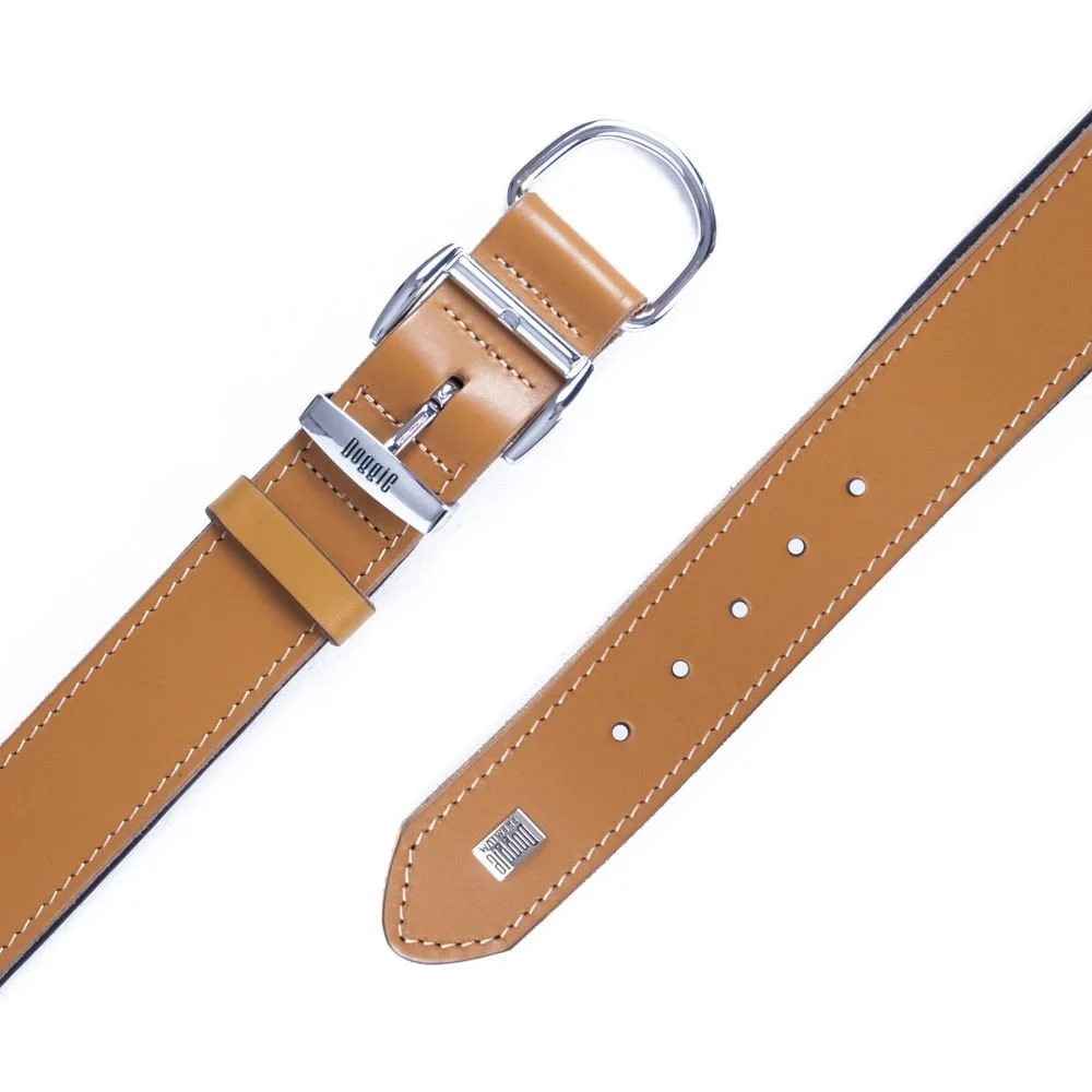 Doggie El Yapımı Konforlu Deri Köpek Tasması 4x47-55 cm Kamel