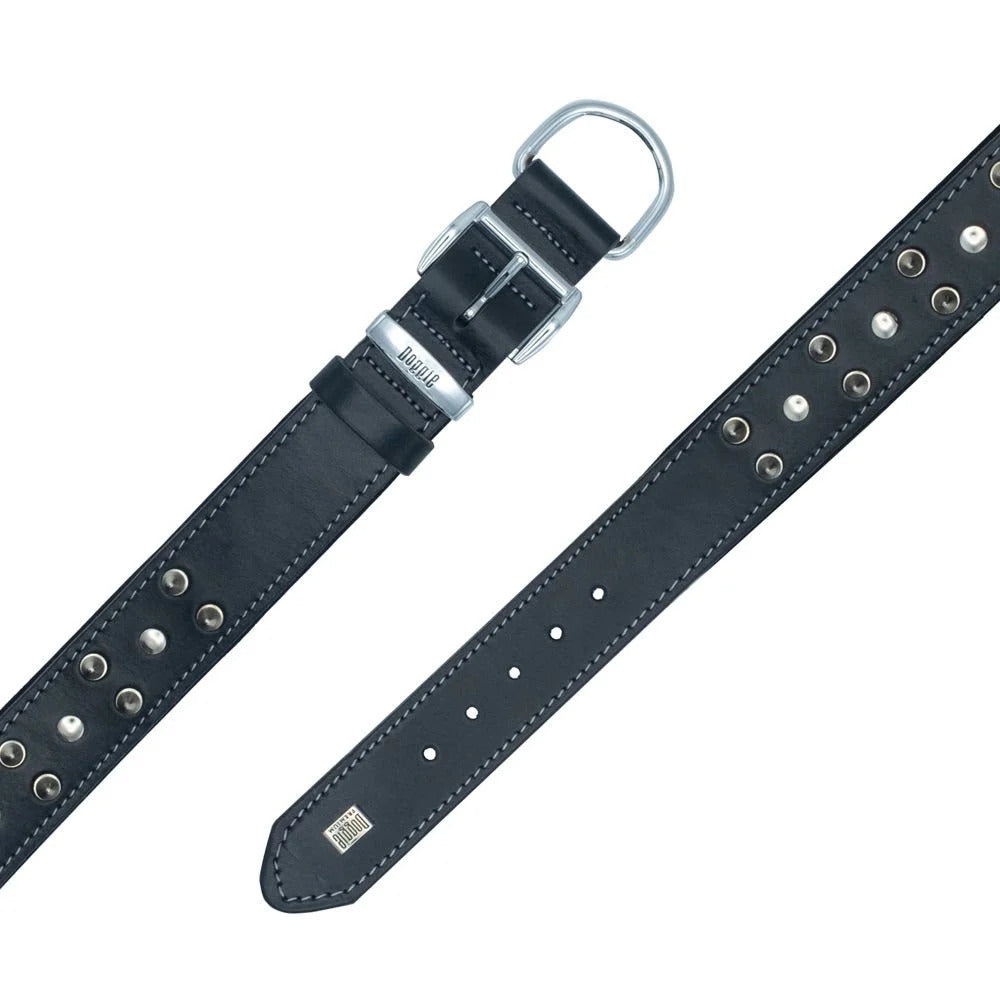 Doggie Çivili Deri Köpek Boyun Tasması 4x57-65 cm Siyah