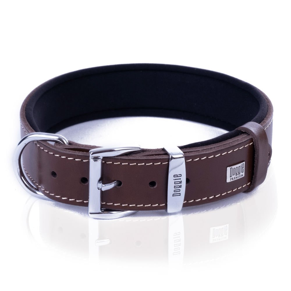 Doggie Gerçek Deriden El Yapımı Kemik Süslü Köpek Boyun Tasması 4x52-60 cm Kahverengi