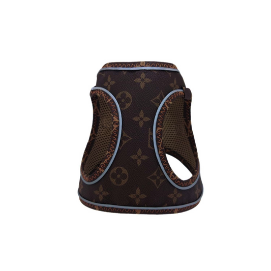 Üç Kilitli Deri Kedi Köpek Göğüs Tasması 30-38 cm Small Kahverengi
