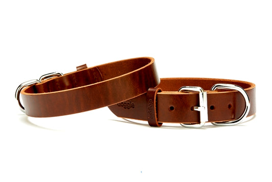 Doggie Deri El Yapımı Köpek Boyun Tasması 1,5x32-37 cm Kahverengi