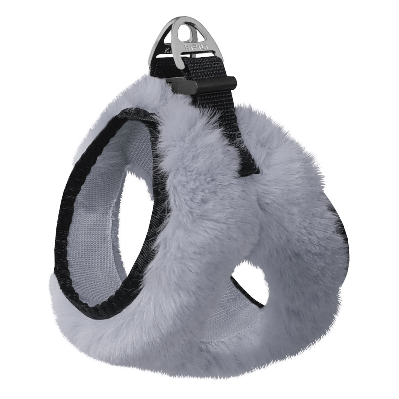 Üç Kilitli Peluş Kedi Köpek Göğüs Tasması 32-40 cm Medium Gri