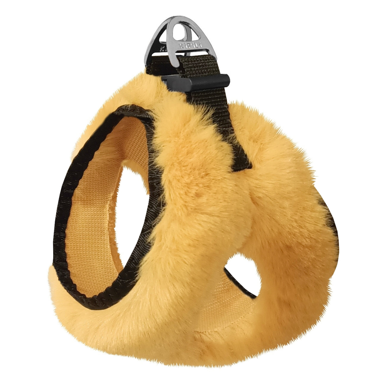 Üç Kilitli Peluş Kedi Köpek Göğüs Tasması 30-38 cm Small Sarı