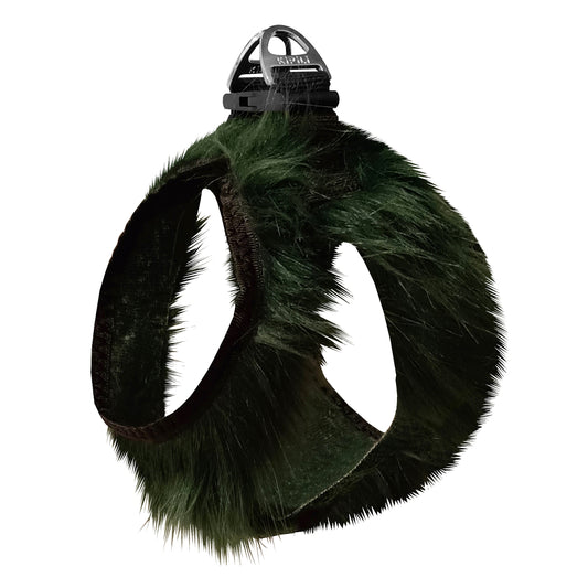 Üç Kilitli Peluş Kedi Köpek Göğüs Tasması 28-34 cm X-Small Yeşil
